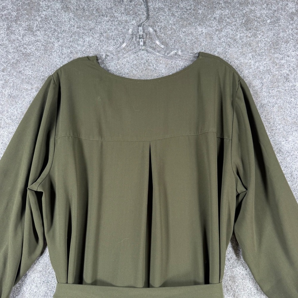Maurices Womens XXL Olive Green Lace Up Belted Midi Dress Balloon Sleeve - Picture 4 of 8